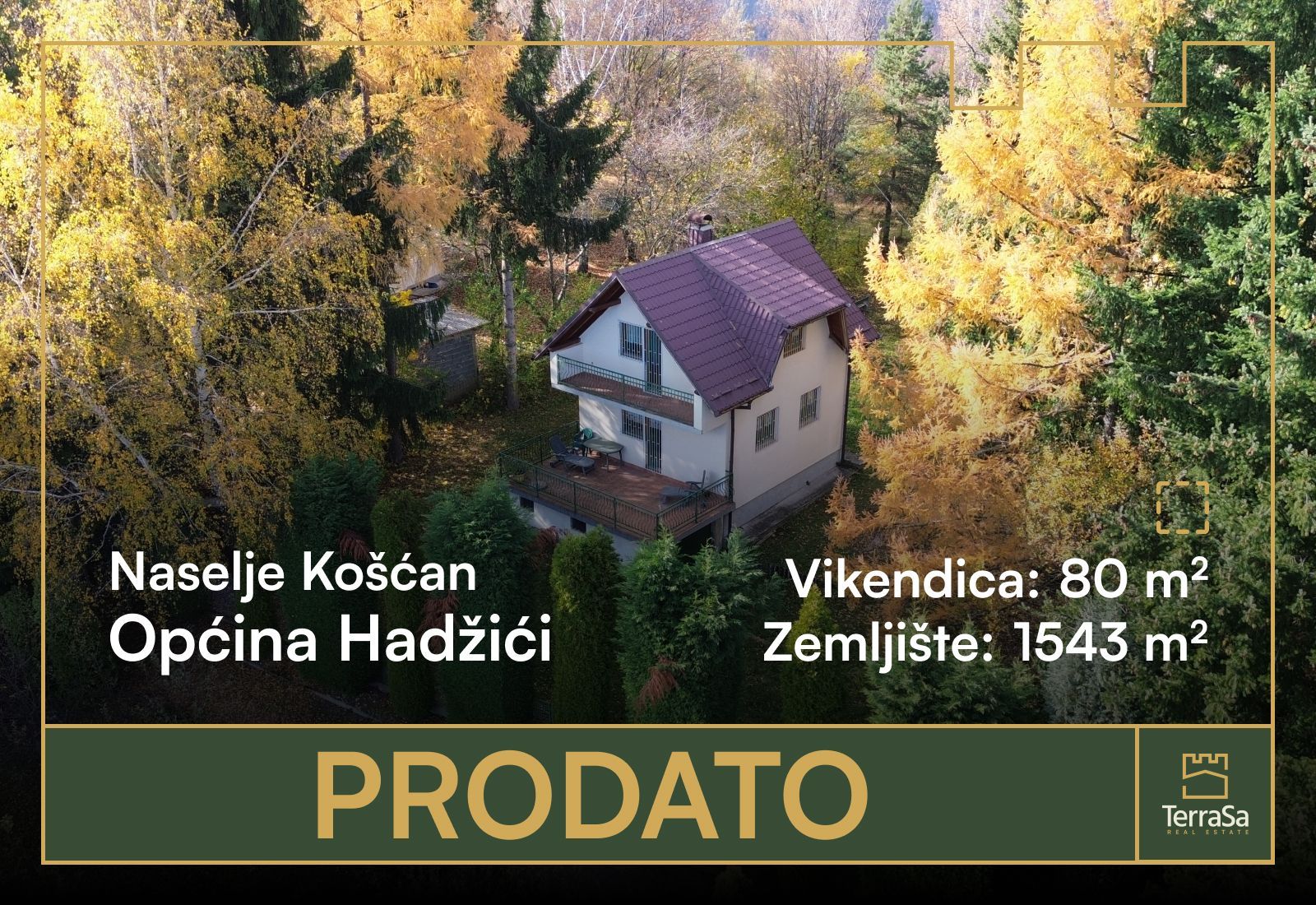 Vikendica 80 m2 na prodaju Hadžići, Košćan